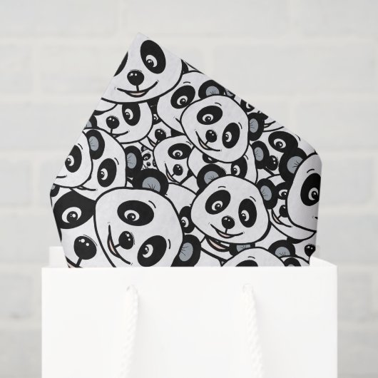 Modern Black and White Cute Panda Bear Pattern Tissuepapier (Cadeauzakje)