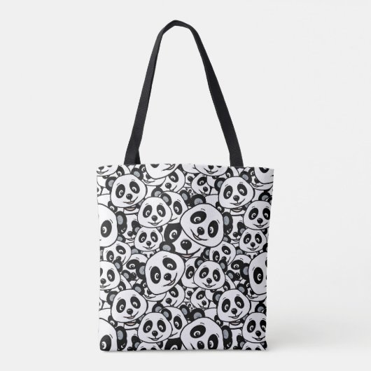 Modern Black and White Cute Panda Bear Pattern Tote Bag (Achterkant)