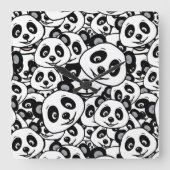 Modern Black and White Cute Panda Bear Pattern Vierkante Klok (Voorkant)
