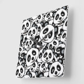 Modern Black and White Cute Panda Bear Pattern Vierkante Klok (Hoek)