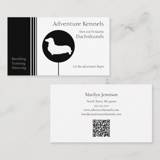 Modern Black and White Dachshund Silhouette Visitekaartje (Voorkant / Achterkant)