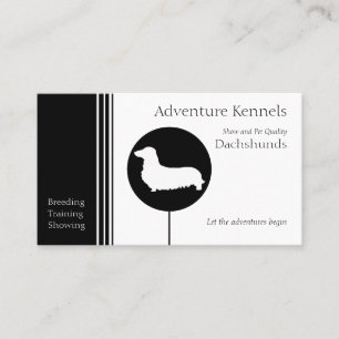 Modern Black and White Dachshund Silhouette Visitekaartje