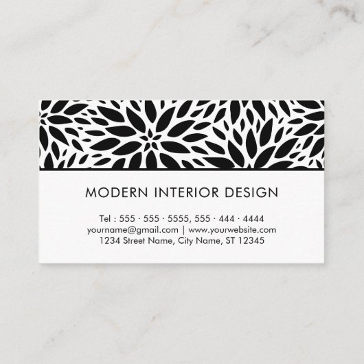Modern Black and White Dahlias Visitekaartje (Achterkant)