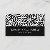 Modern Black and White Dahlias Visitekaartje (Voorkant)