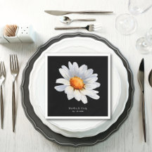 Modern Black and White Daisy Flower Wedding