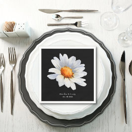Modern Black and White Daisy Flower Wedding Servet