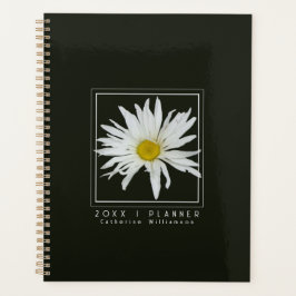 Modern Black and White Daisy Pattern Name 2026 Planner