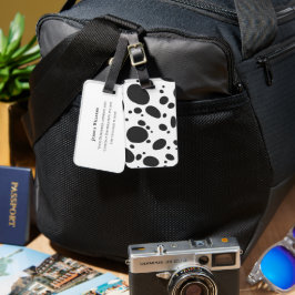 Modern Black and White Dalmatian Dog Spot Pattern Bagagelabel