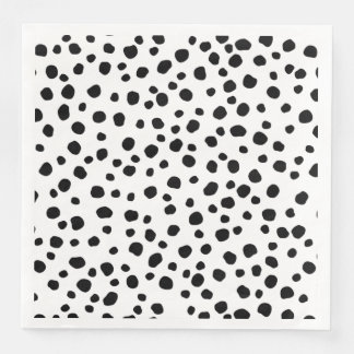 Modern Black and White Dalmatian Spot Animal Print Servet