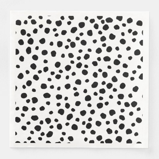 Modern Black and White Dalmatian Spot Animal Print Servet (Voorkant)