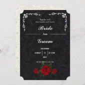 Modern Black and White Deco Art Wedding Kaart (Voorkant / Achterkant)