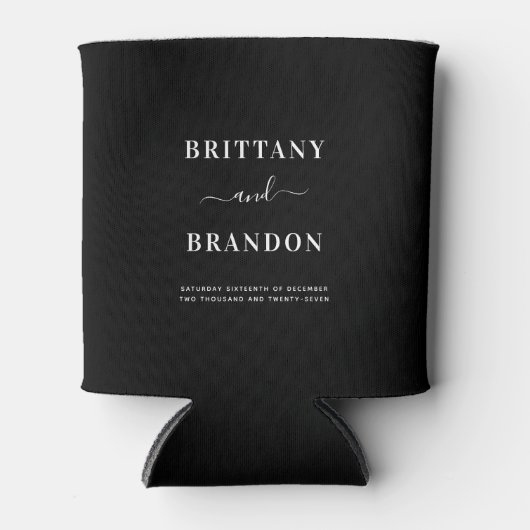 Modern Black and White Elegant Wedding Blikjeskoeler (Voorkant)