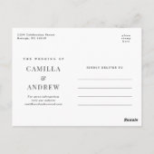 Modern Black and White Elegant Wedding Invitation Briefkaart (Achterkant)