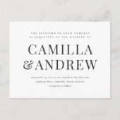 Modern Black and White Elegant Wedding Invitation Briefkaart (Voorkant)