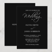 Modern Black and White Elegant Wedding Invitation Kaart (Voorkant / Achterkant)
