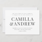 Modern Black and White Elegant Wedding Kaart (Voorkant)