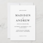 Modern Black and White Elegant Wedding Kaart (Voorkant)