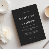 Modern Black and White Elegant Wedding Kaart