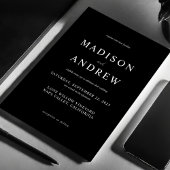 Modern Black and White Elegant Wedding Kaart