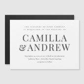 Modern Black and White Elegant Wedding Magnetische Uitnodiging (Voorkant / Achterkant)