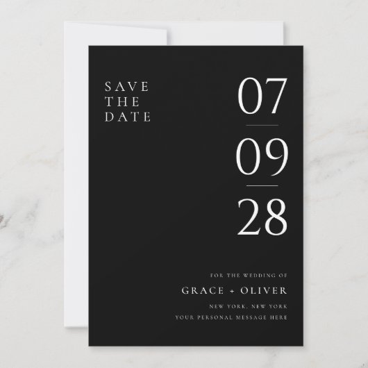 Modern Black and White Elegant Wedding Save The Date (Voorkant)
