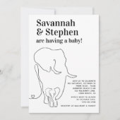 Modern Black and White Elephant Joint Baby shower Kaart (Voorkant)