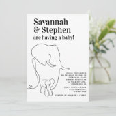 Modern Black and White Elephant Joint Baby shower Kaart (Staand voorkant)
