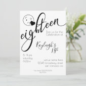 Modern Black and White Emoji 18th Birthday Kaart (Staand voorkant)