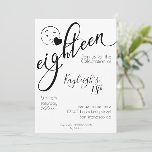 Modern Black and White Emoji 18th Birthday Kaart