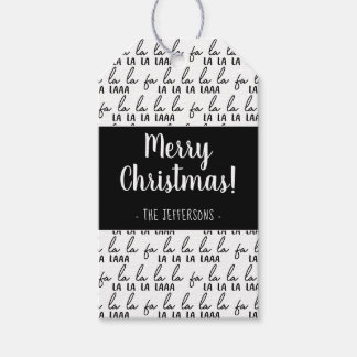 Modern Black and White Fa La La La La La La La La  Cadeaulabel