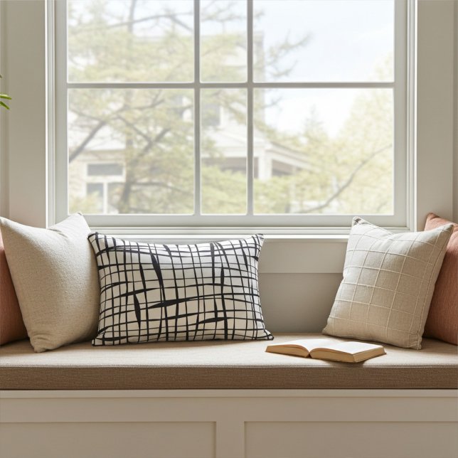 Modern Black and White Fenced Accent Pillow Kussen (Creator heeft geüpload)