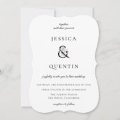 Modern Black and White Floral Ampersand Wedding Kaart (Voorkant)