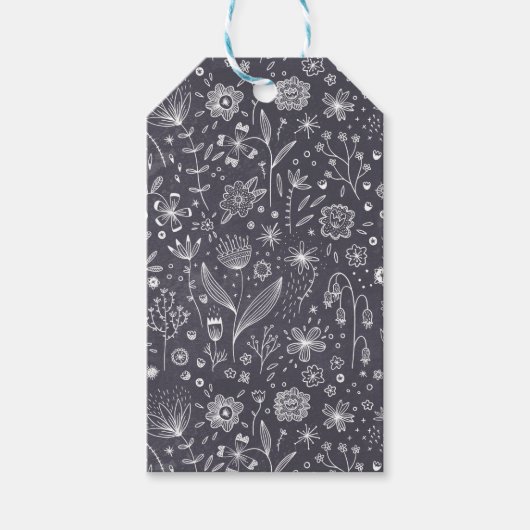 Modern Black and White Floral Cadeaulabel (Voorkant)