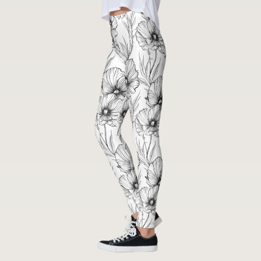 Modern Black and White Floral Leggings (Links)
