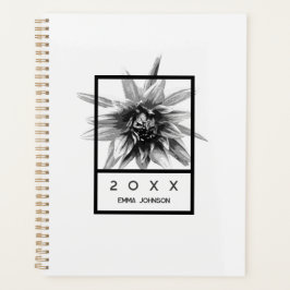 Modern Black and White Floral Name 2026 Planner