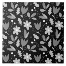 Modern Black and White Floral
