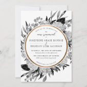 Modern Black and White Floral Vow Renewal Kaart (Voorkant)