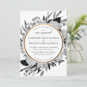 Modern Black and White Floral Vow Renewal Kaart (Staand voorkant)