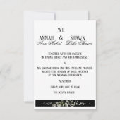 Modern Black and White Floral Wedding Invitation Kaart (Voorkant)