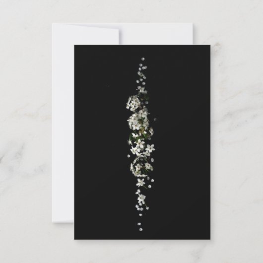 Modern Black and White Floral Wedding Invitation Kaart (Achterkant)