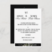 Modern Black and White Floral Wedding Invitation Kaart (Voorkant / Achterkant)