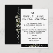 Modern Black and White Floral Wedding Invitation Kaart (Voorkant / Achterkant)