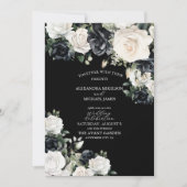 Modern Black and White Floral Wedding Kaart (Voorkant)