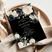 Modern Black and White Floral Wedding Kaart