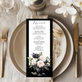 Modern Black and White Floral Wedding Menu