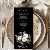 Modern Black and White Floral Wedding Menu