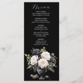 Modern Black and White Floral Wedding Menu (Voorkant)