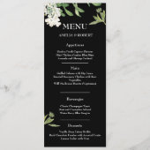Modern Black and White Floral Wedding Menu Card (Voorkant)