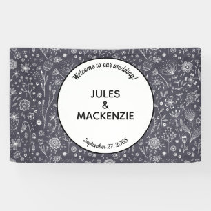 Modern Black and White Floral Wedding Spandoek