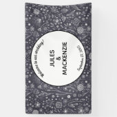 Modern Black and White Floral Wedding Spandoek (Verticaal)